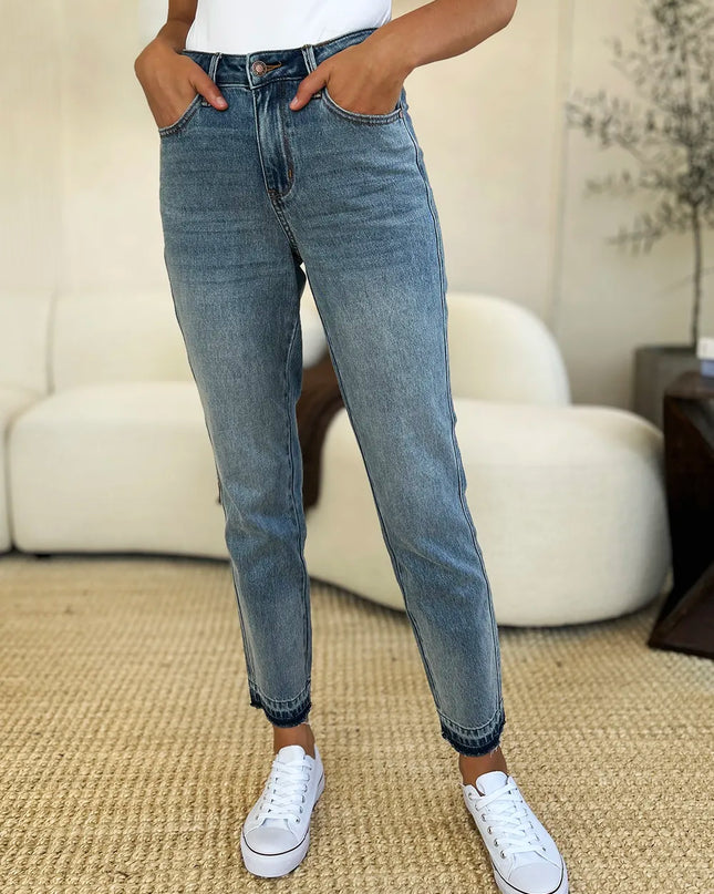 Judy Blue Full Size Mid Rise Rigid Magic Release Hem Jeans