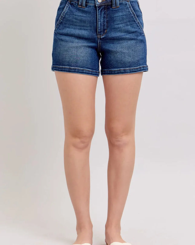 Judy Blue Full Size Double Button Waistband Denim Shorts Plus Size