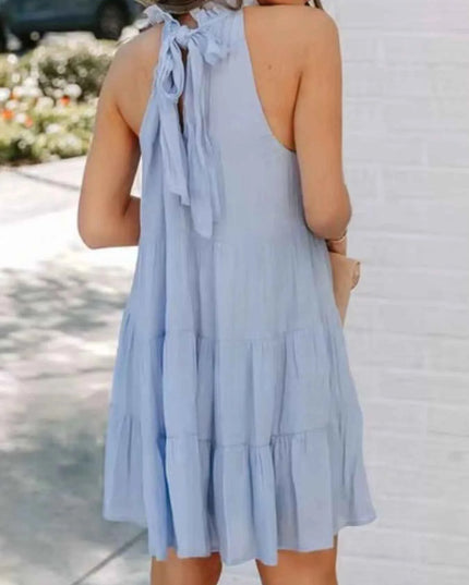 Tiered Sleeveless Tie Back Mini Dress
