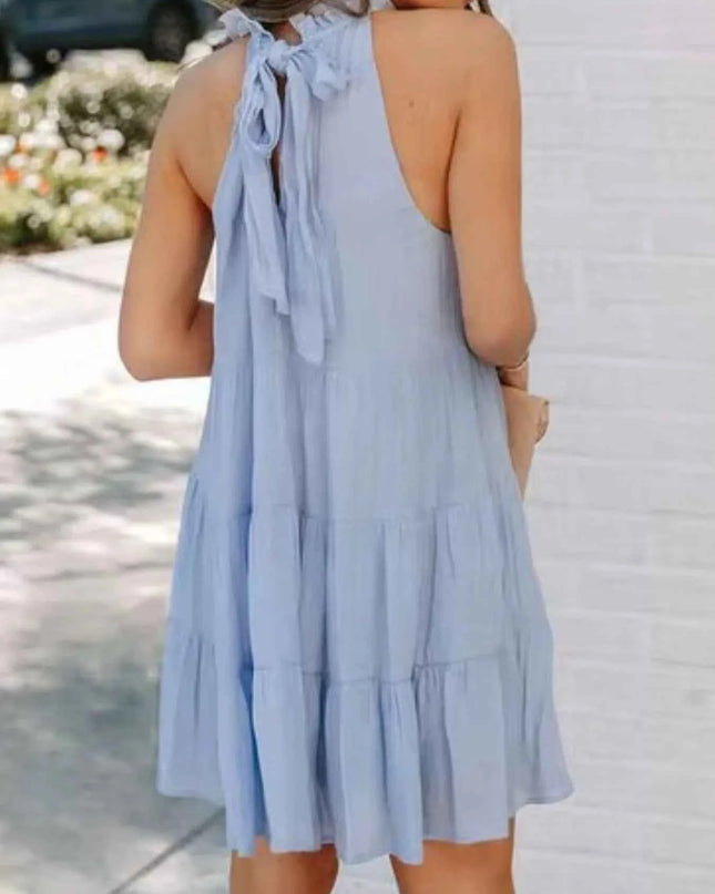 Tiered Sleeveless Tie Back Mini Dress