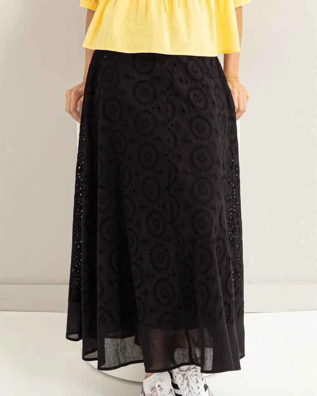 HYFVE Eyelet High-Waist Midi Skirt