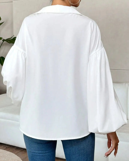 Polka Dot Balloon Sleeve Blouse