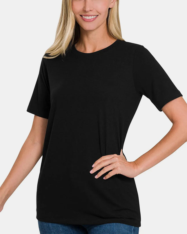 Zenana Full Size Crew Neck Short Sleeve T-Shirt Black