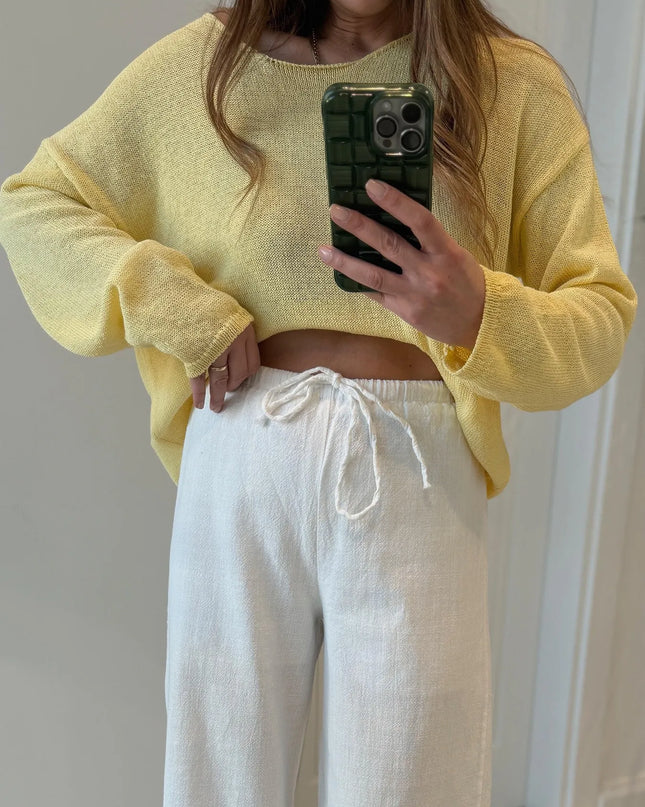 Boat Neck Drop Shoulder Sweater