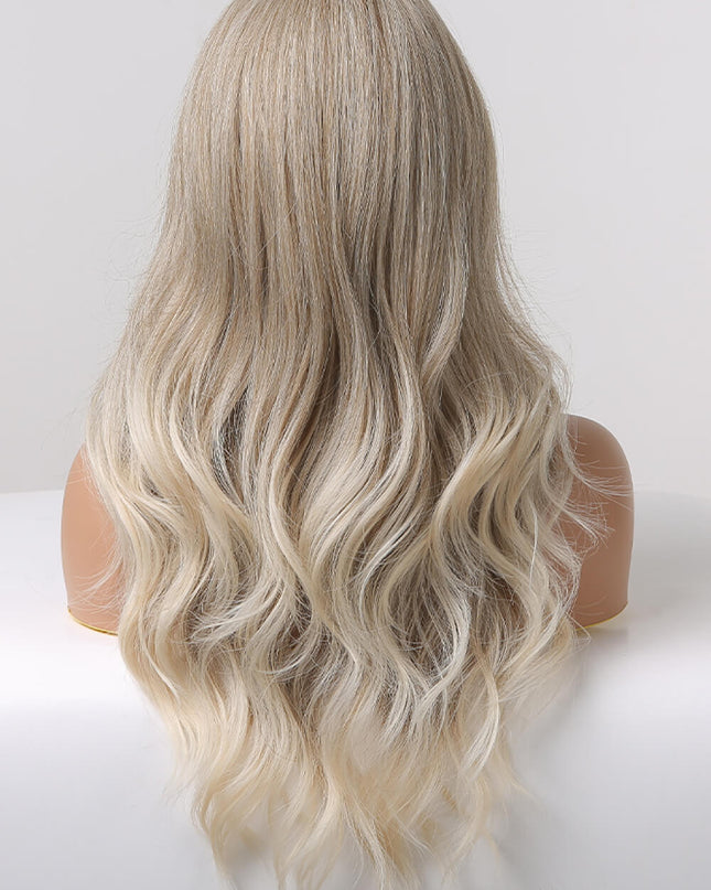 13*2" Lace Front Wigs Synthetic Long Wave 24" 150% Density in Medium Blonde Highlights