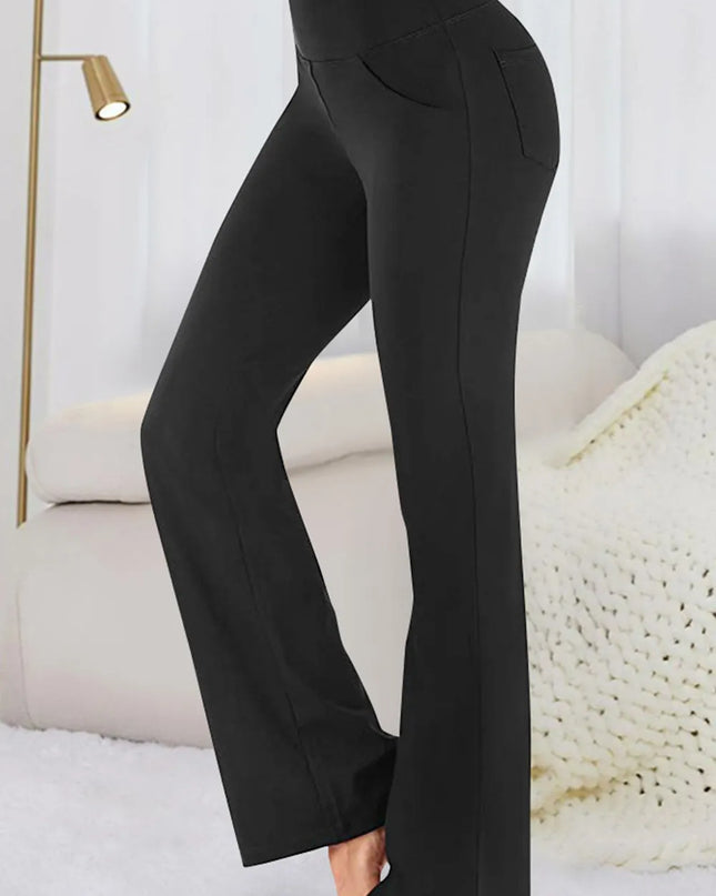 Pocketed High Waist Active Pants Black