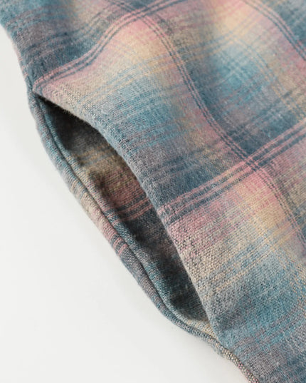 Men's Drawstring Plaid Button Up Hooded Shirt