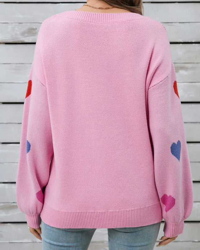 Angel Wings Heart Round Neck Long Sleeve Sweater