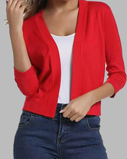 Open Front Cardigan Red