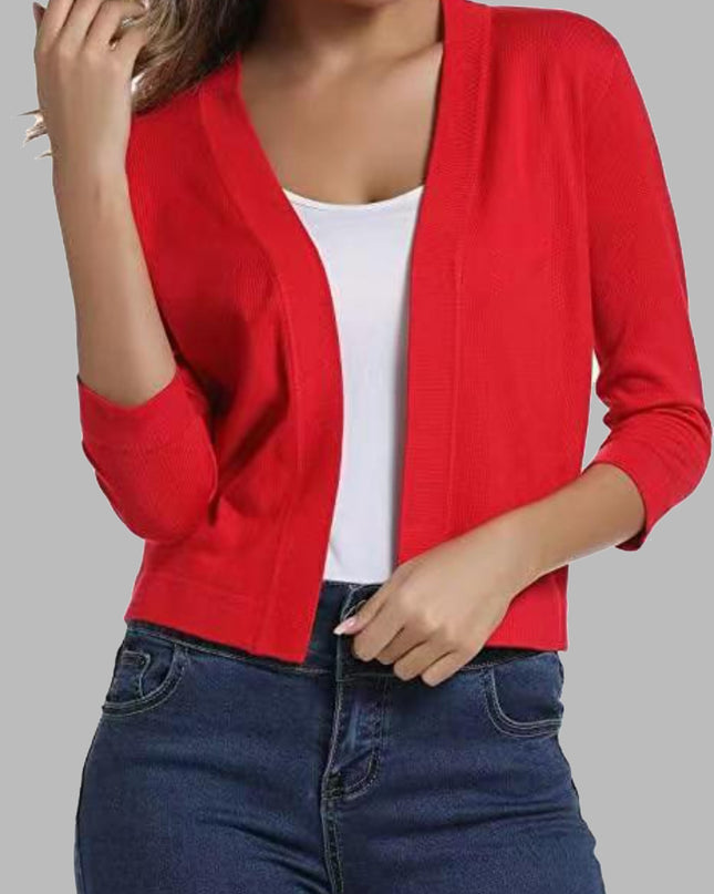 Open Front Cardigan Red