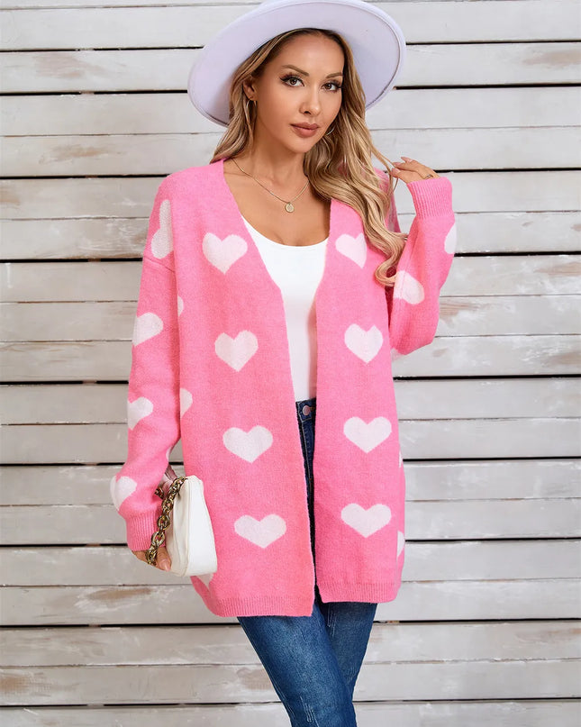 Angel Wings Heart Open Front Long Sleeve Cardigan