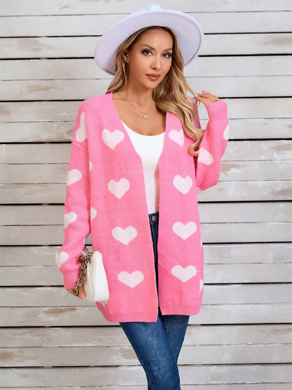 Angel Wings Heart Open Front Long Sleeve Cardigan