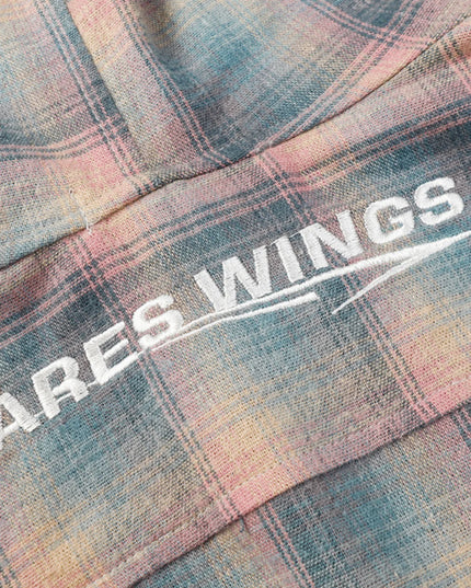 Men's Drawstring Plaid Button Up Hooded Shirt