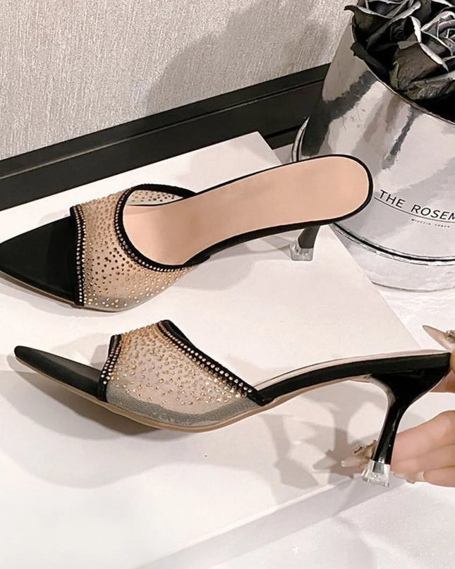 Rhinestone Embellished Open Toe Sandals 