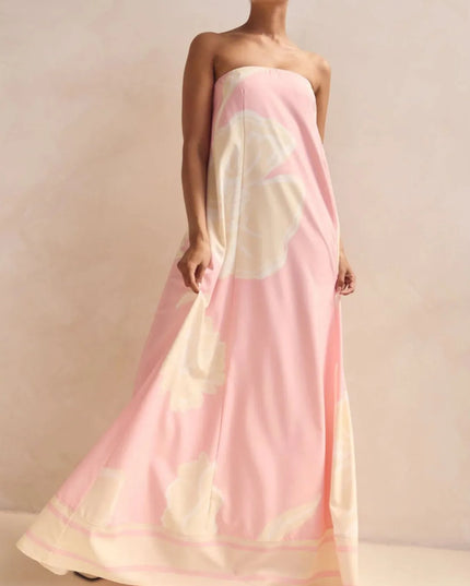 Smocked Printed Tube Maxi Dress