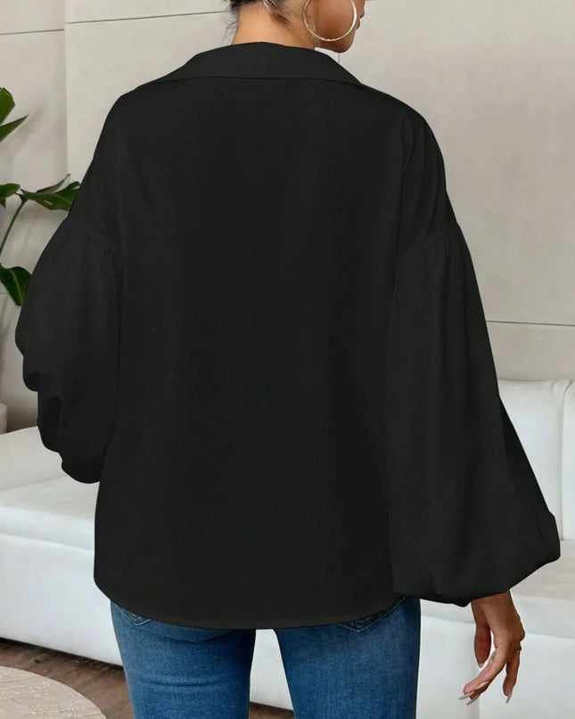 Polka Dot Balloon Sleeve Blouse