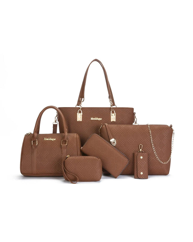 6-Piece Leather Textured Bag Set 