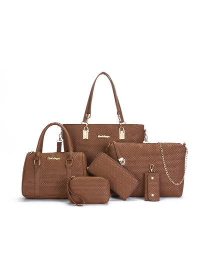 6-Piece Leather Textured Bag Set 