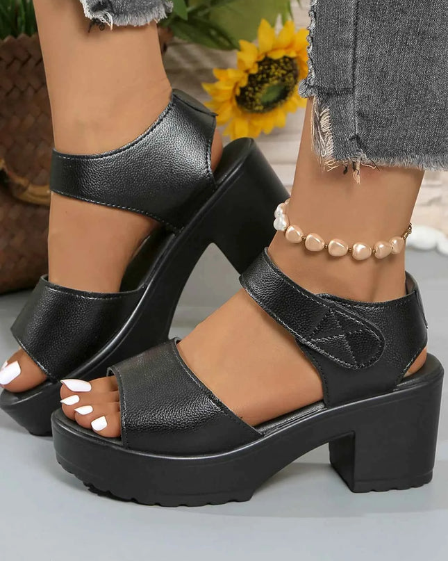 Platform Chunky Heel Sandals with Ankle Strap