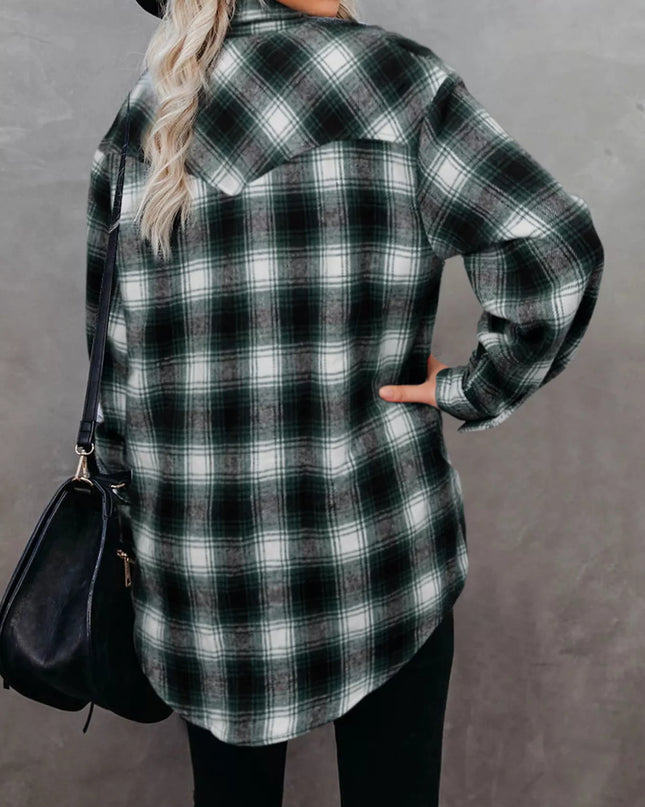 Full Size Plaid Button-Up Long Sleeve Shirt Plus Size