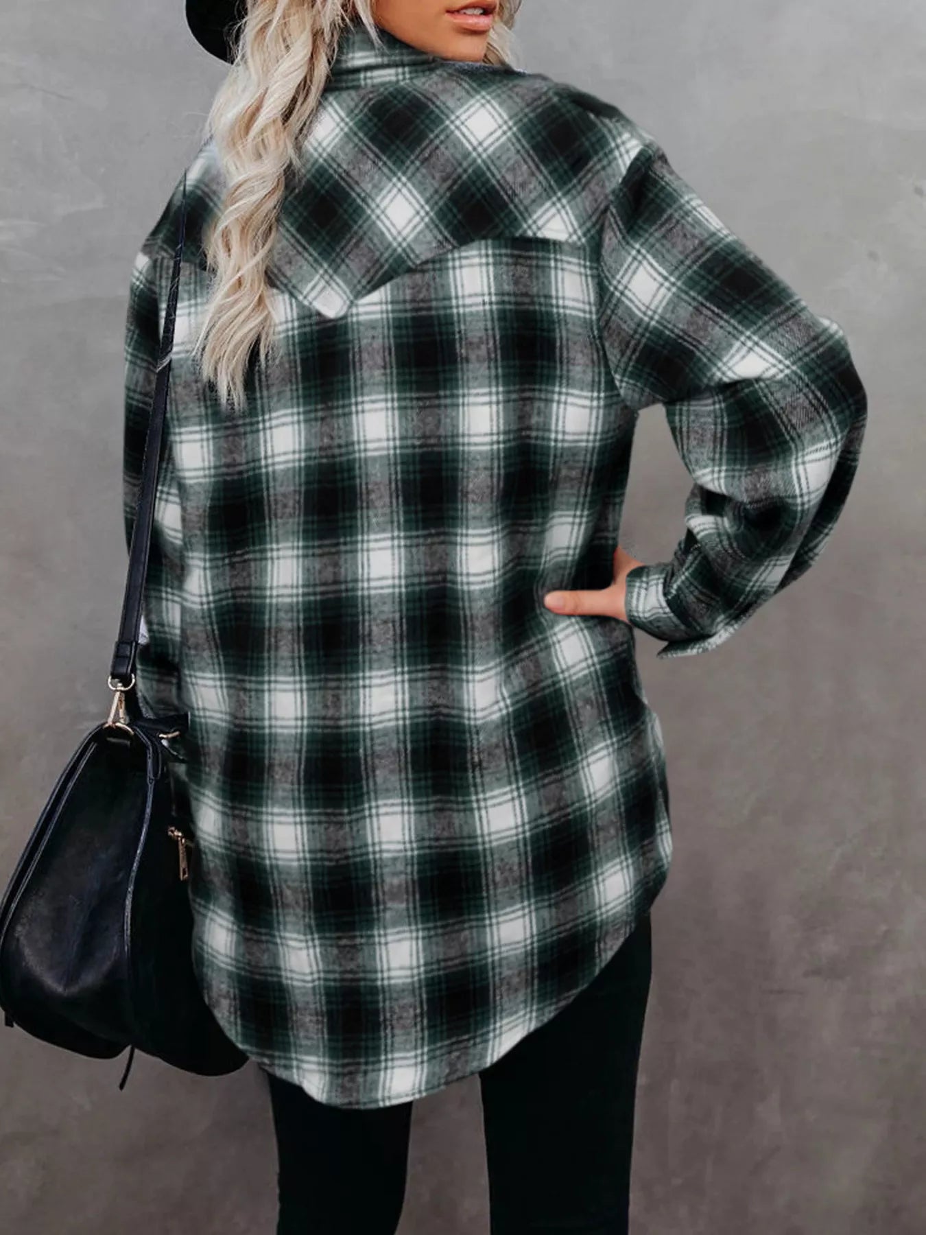Full Size Plaid Button-Up Long Sleeve Shirt Plus Size