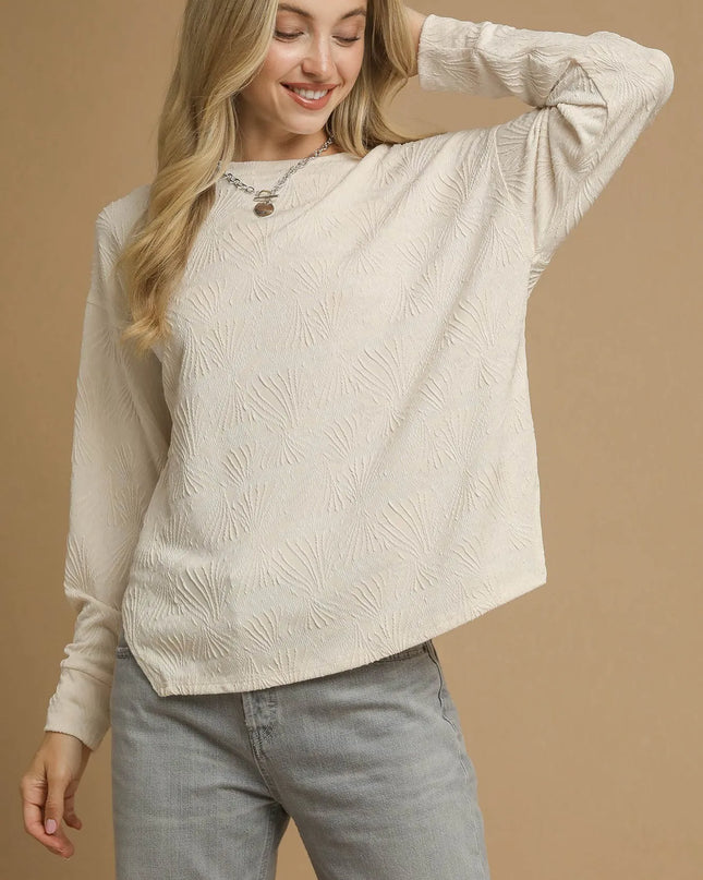 Umgee Textured Knit Long Sleeve Top
