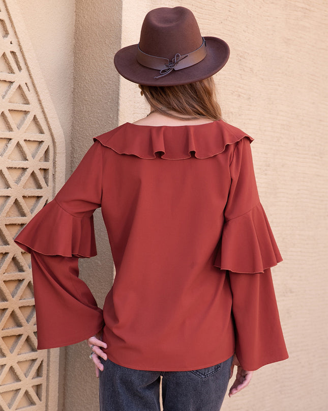 Statement Collar Long Sleeve Blouse