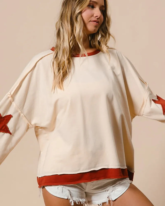 BiBi French Terry Top With Patch Detail Sweatshirt