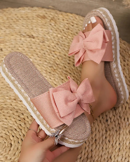 Bow Open Toe Platform Sandals 