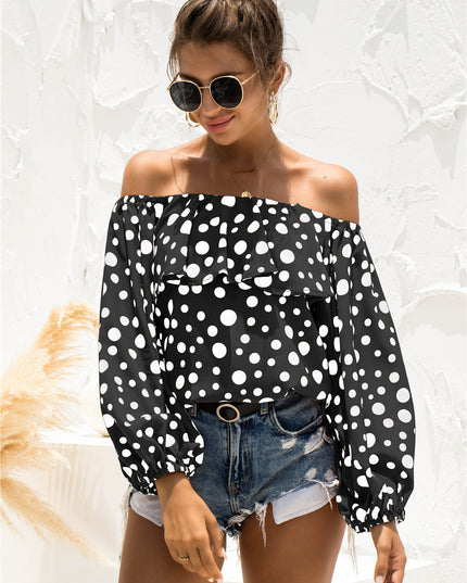 Polka Dot Off-Shoulder Layered Blouse 