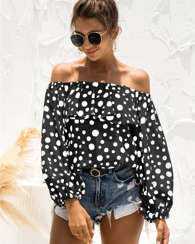 Polka Dot Off-Shoulder Layered Blouse 