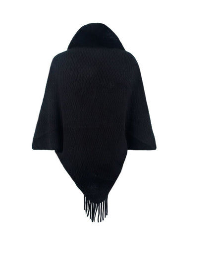 Open Front Fringe Hem Poncho