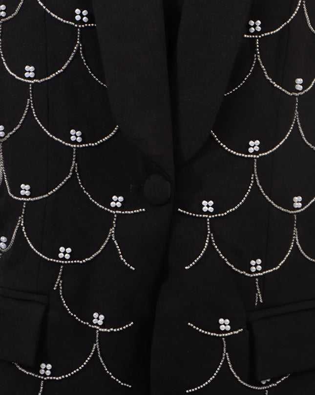 Pearl Detail Long Sleeve Blazer