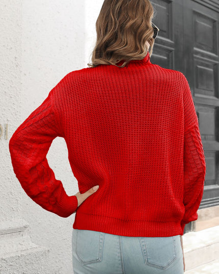 Cable-Knit Turtleneck Sweater