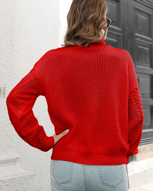 Cable-Knit Turtleneck Sweater