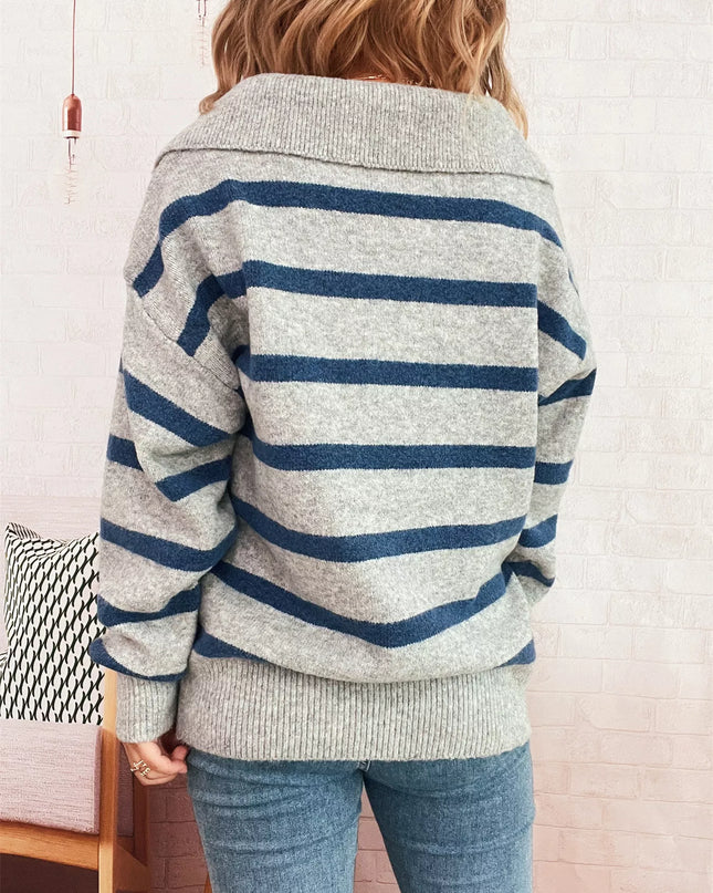 Striped Dropped Shoulder Sweater