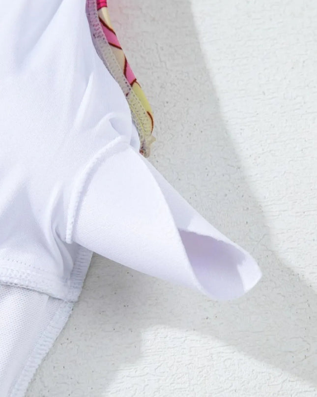 Floral Ruffle Trim Tummy Control One Piece Swimsuit 