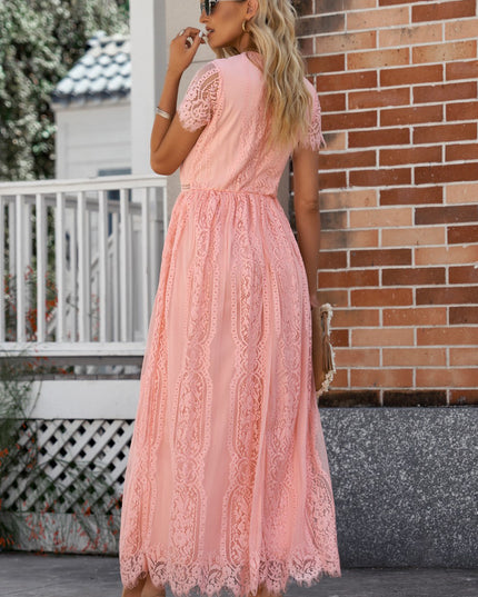 Scalloped Trim Lace Plunge Dress