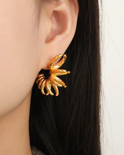 Titanium Steel Irregular Shape Earrings Gold One Size