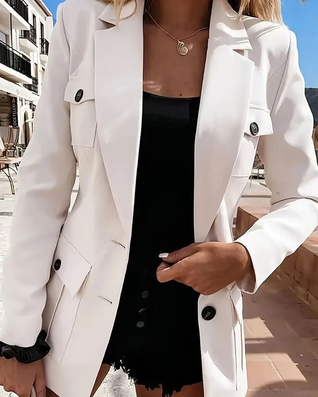 Lapel Collar Long Sleeve Blazer