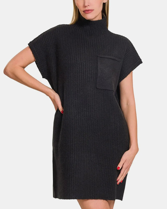 Zenana Short Sleeve Sweater Mini Dress