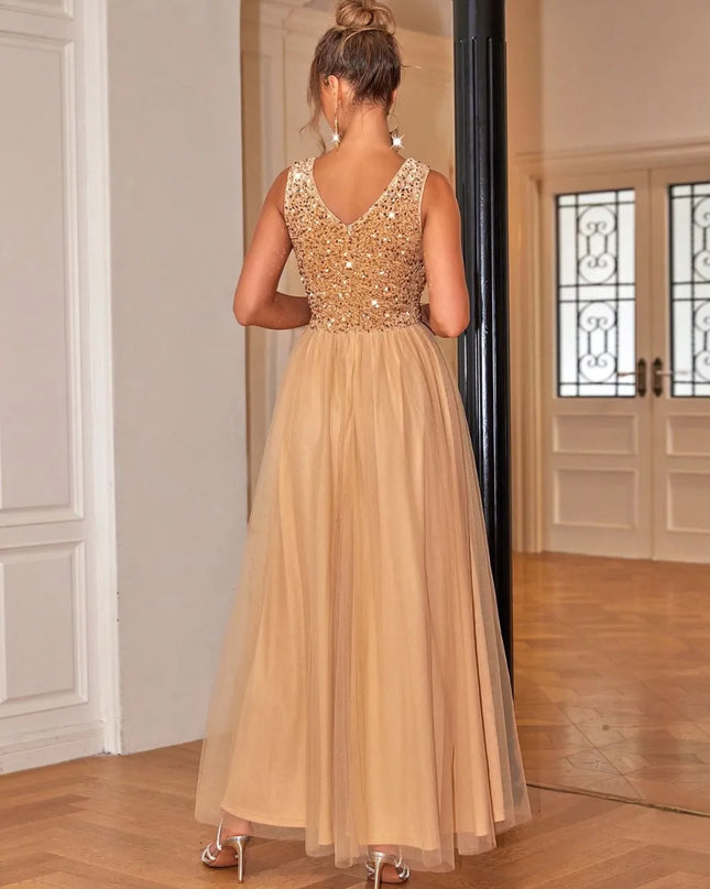 Sequin V-Neck Sleeveless Dress 