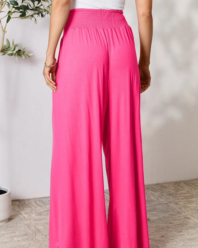 Basic Bae Full Size Smocked Wide Waistband Wide Leg Pants