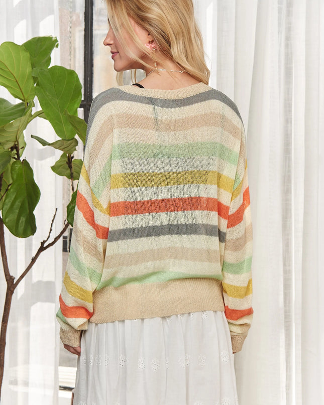 ADORA Stripe Long Sleeves Knit Top