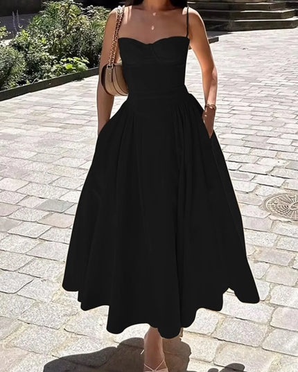 Ruched Sweetheart Neck Cami Dress Black