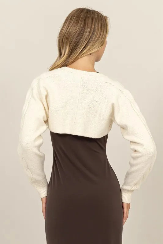 HYFVE Cable-Knit Tie-Front Shrug