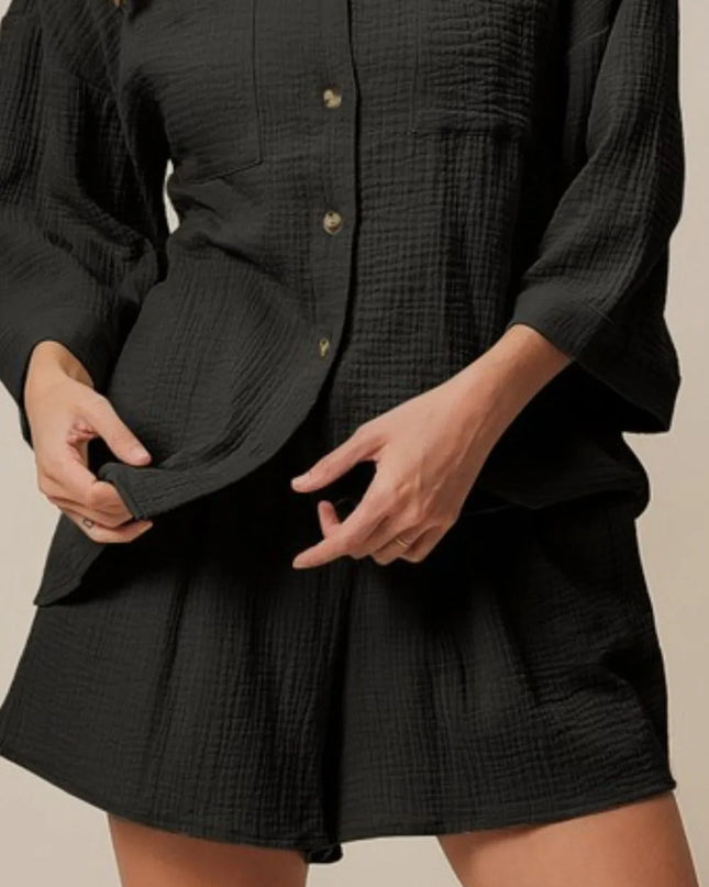 BiBi Crinkle Gauze Shirt and Short Set