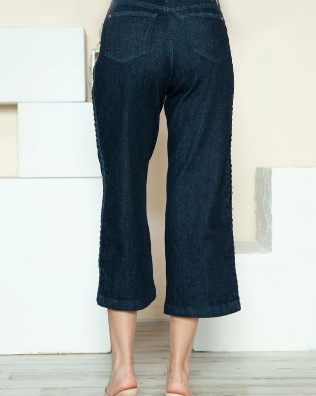 Judy Blue Full Size Side Seam Braid Detail Crop Wide Leg Jeans