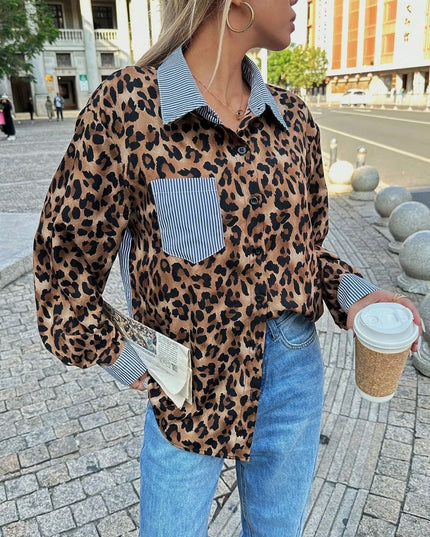 Leopard Striped Button-Up Shirt
