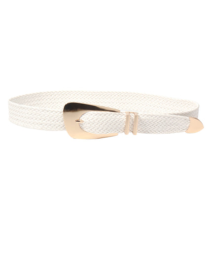 Irregular Buckle Braid Belt White One Size